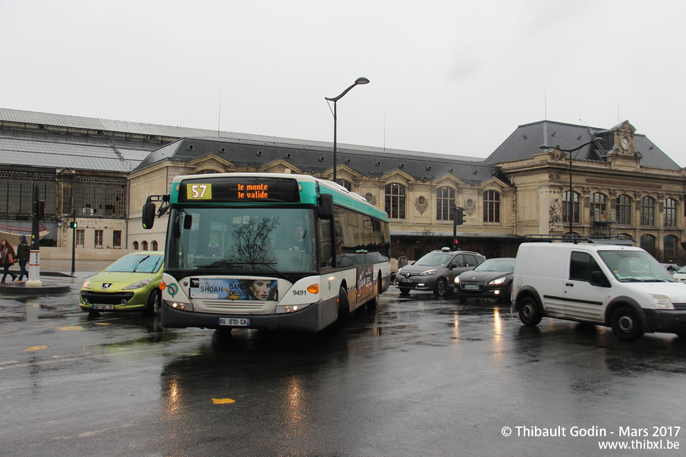 Bus 9491 (AV-870-GX) sur la ligne 57 (RATP) à Gare d'Austerlitz (Paris)