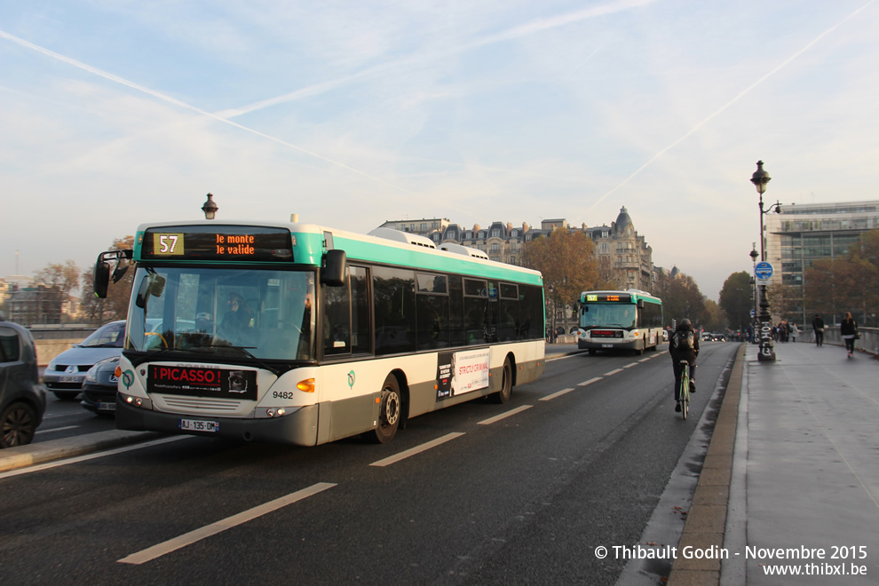 Bus 9482 (AJ-135-DM) sur la ligne 57 (RATP) à Gare d'Austerlitz (Paris)