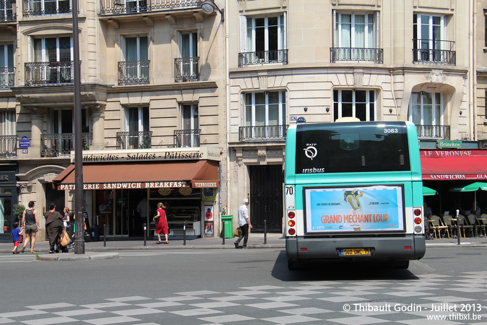 Bus 3083 (540 QWC 75) sur la ligne 58 (RATP) à Vavin (Paris)