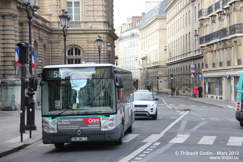 Bus 3084 (380 QWA 75) sur la ligne 58 (RATP) à Luxembourg (Paris)