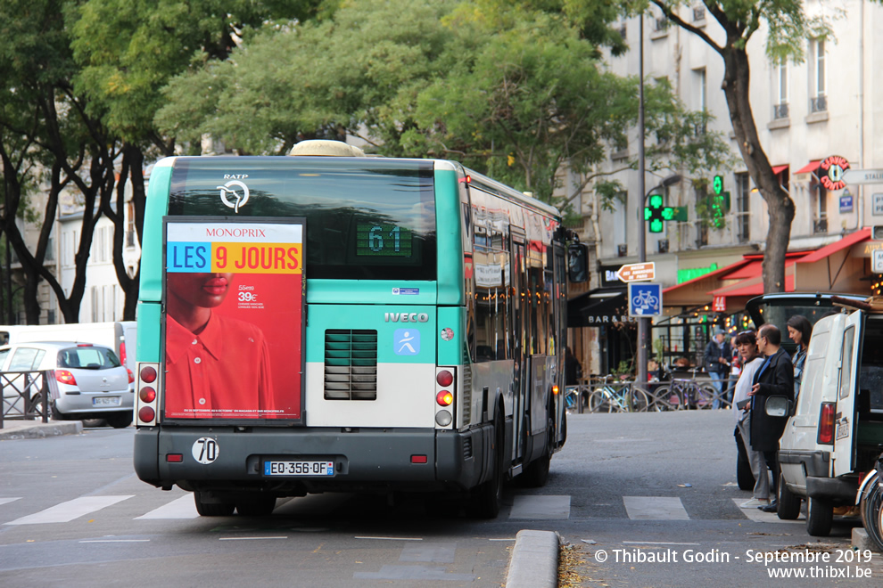 Bus 3415 (EQ-356-QF) sur la ligne 61 (RATP) à Père Lachaise (Paris)