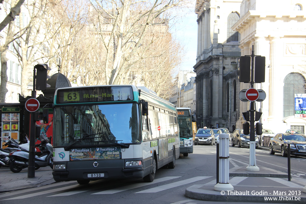 Bus 8130 sur la ligne 63 (RATP) à Saint-Sulpice (Paris)