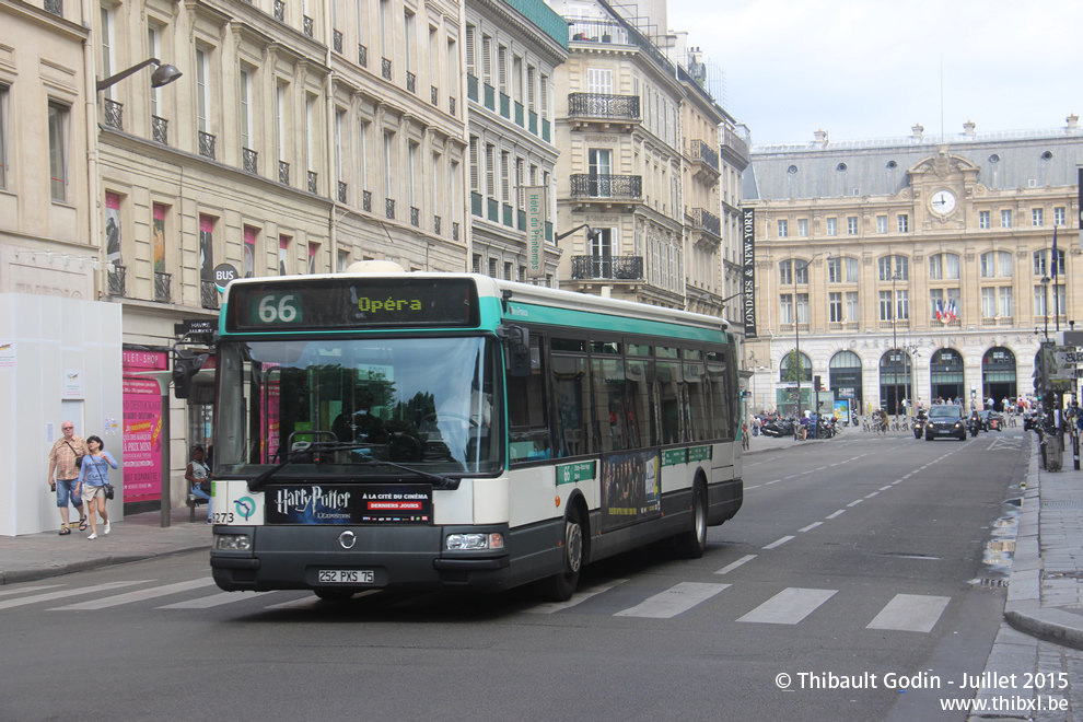 Bus 8273 (252 PXS 75) sur la ligne 66 (RATP) à Havre - Caumartin (Paris)