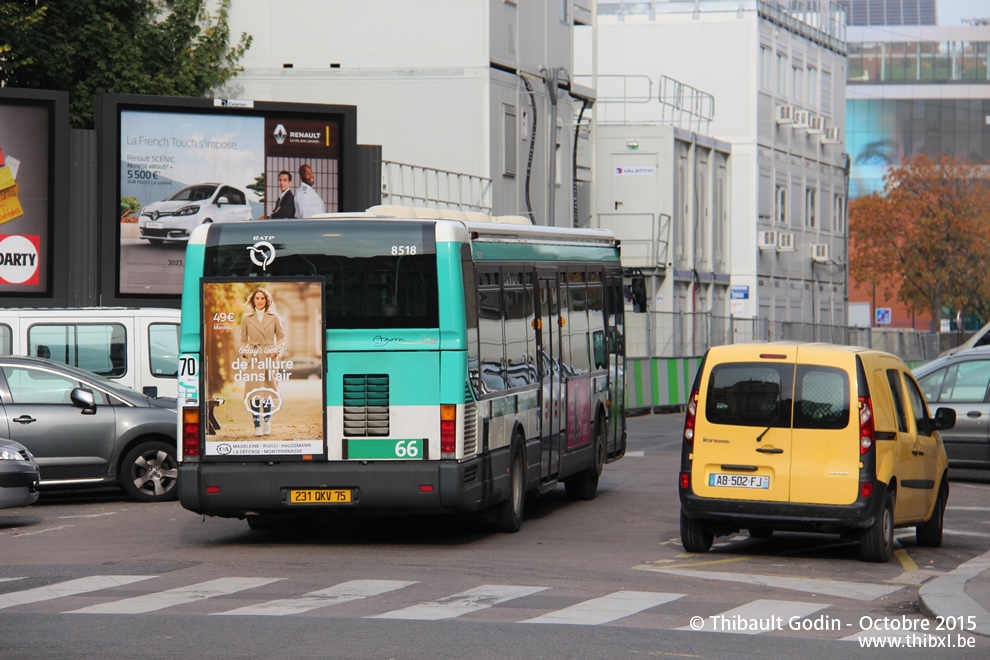 Bus 8518 (231 QKV 75) sur la ligne 66 (RATP) à Porte Pouchet (Paris)