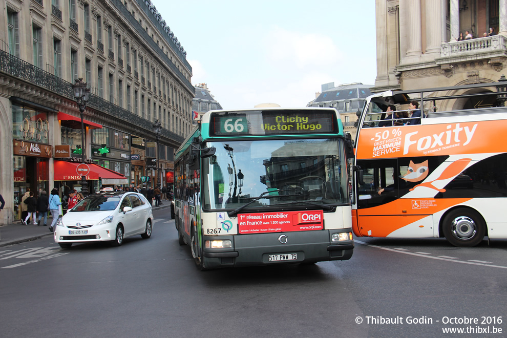 Bus 8267 (517 PWW 75) sur la ligne 66 (RATP) à Opéra (Paris)