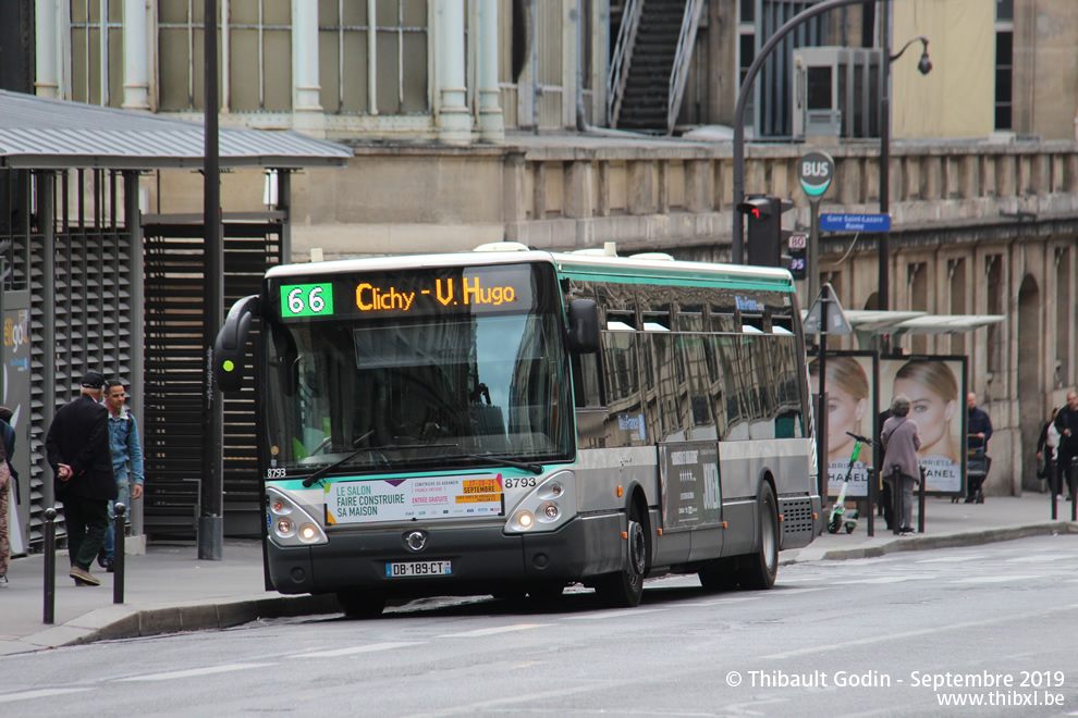 Bus 8793 (DB-189-CT) sur la ligne 66 (RATP) à Gare Saint-Lazare (Paris)