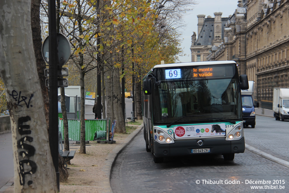 Bus 5179 (BD-649-ZX) sur la ligne 69 (RATP) à Louvre - Rivoli (Paris)