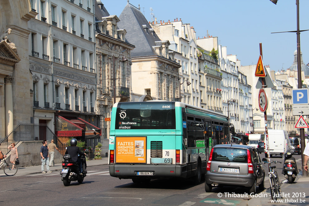 Bus 8406 (186 QEN 75) sur la ligne 69 (RATP) à Saint-Paul (Paris)