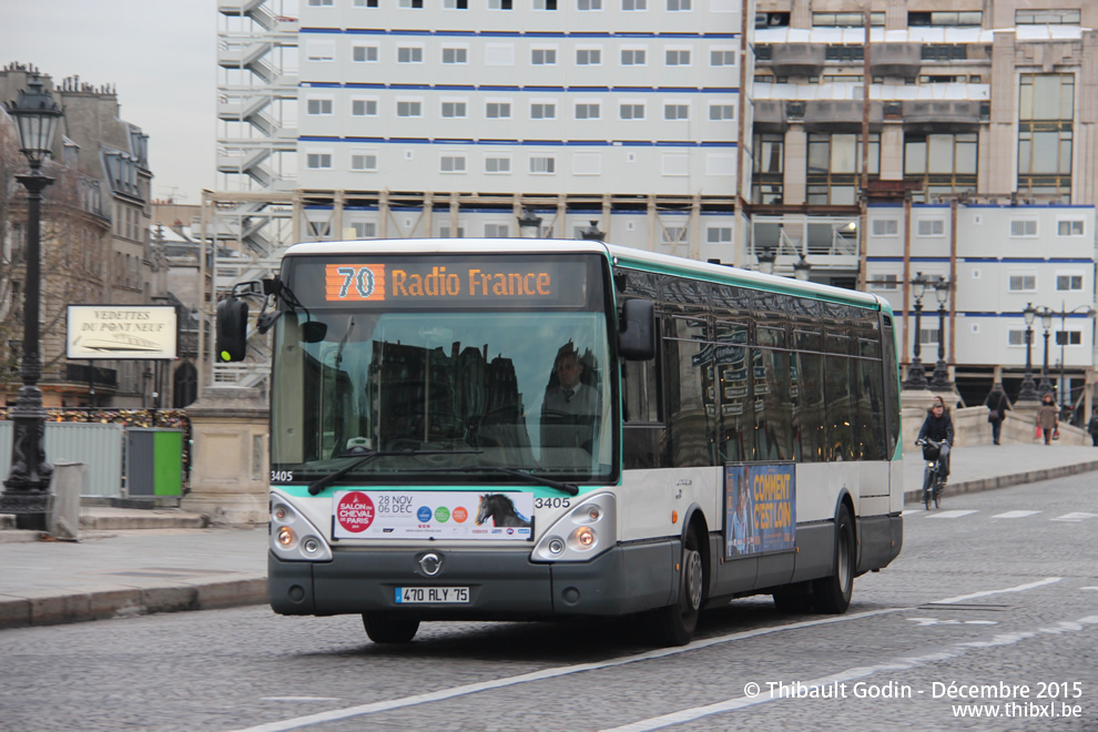 Bus 3405 (470 RLY 75) sur la ligne 70 (RATP) à Pont Neuf (Paris)