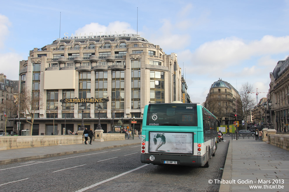 Bus 3403 (99 RMP 75) sur la ligne 70 (RATP) à Pont Neuf (Paris)