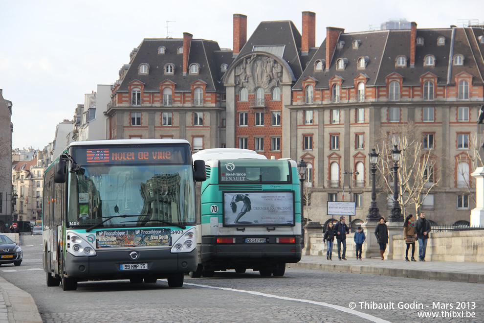 Bus 3403 (99 RMP 75) sur la ligne 70 (RATP) à Pont Neuf (Paris)