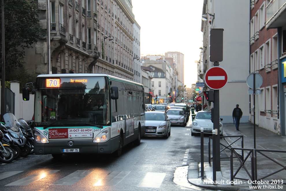 Bus 3407 (90 RMP 75) sur la ligne 70 (RATP) à Commerce (Paris)