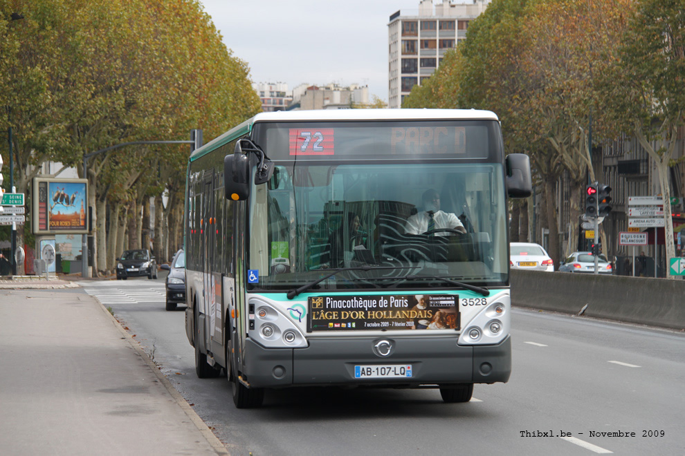 Bus 3528 (AB-107-LQ) sur la ligne 72 (RATP) à Boulogne-Billancourt