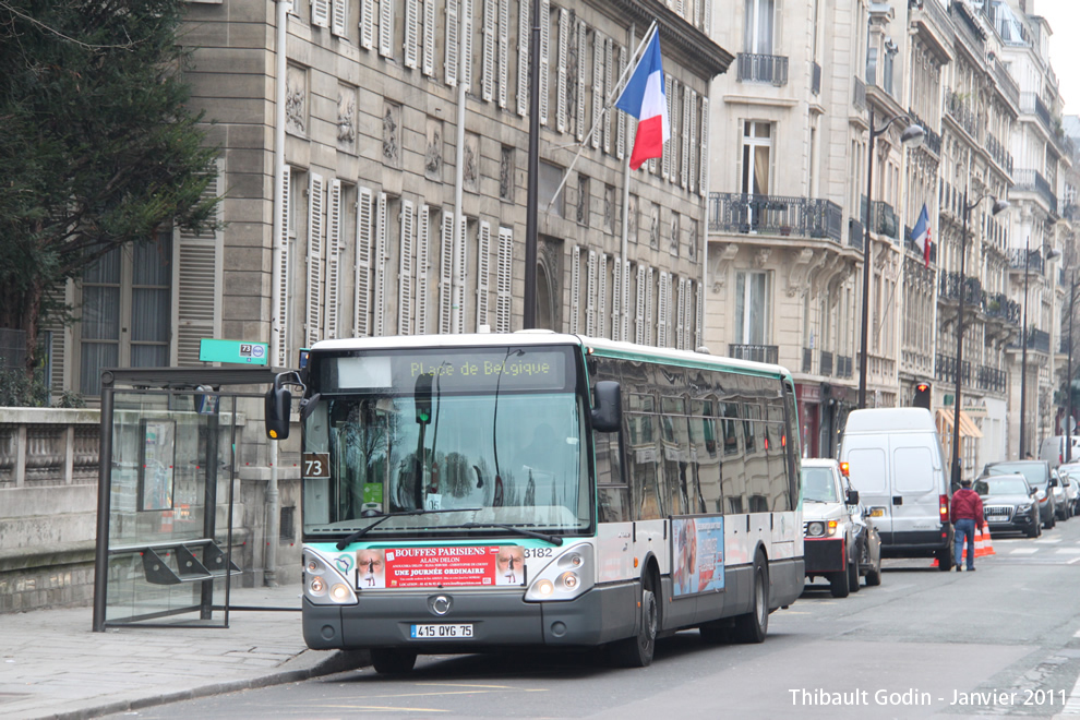 Bus 3182 (415 QYG 75) sur la ligne 73 (RATP) à Musée d’Orsay (Paris)