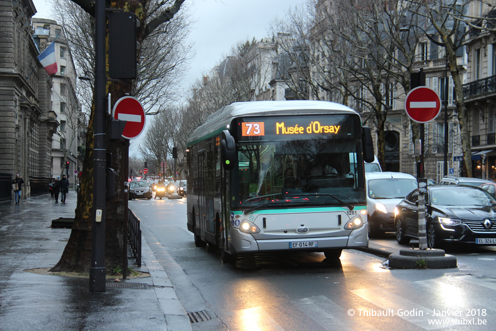 Bus 1281 (EF-014-RF) sur la ligne 73 (RATP) à Solférino (Paris)