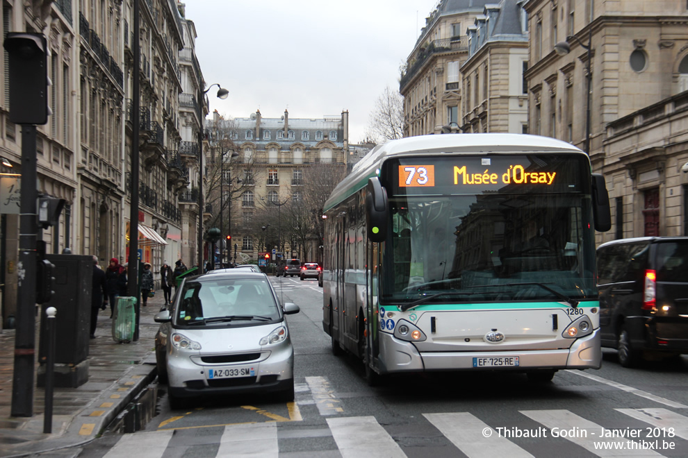 Bus 1280 (EF-725-RE) sur la ligne 73 (RATP) à Musée d'Orsay (Paris)