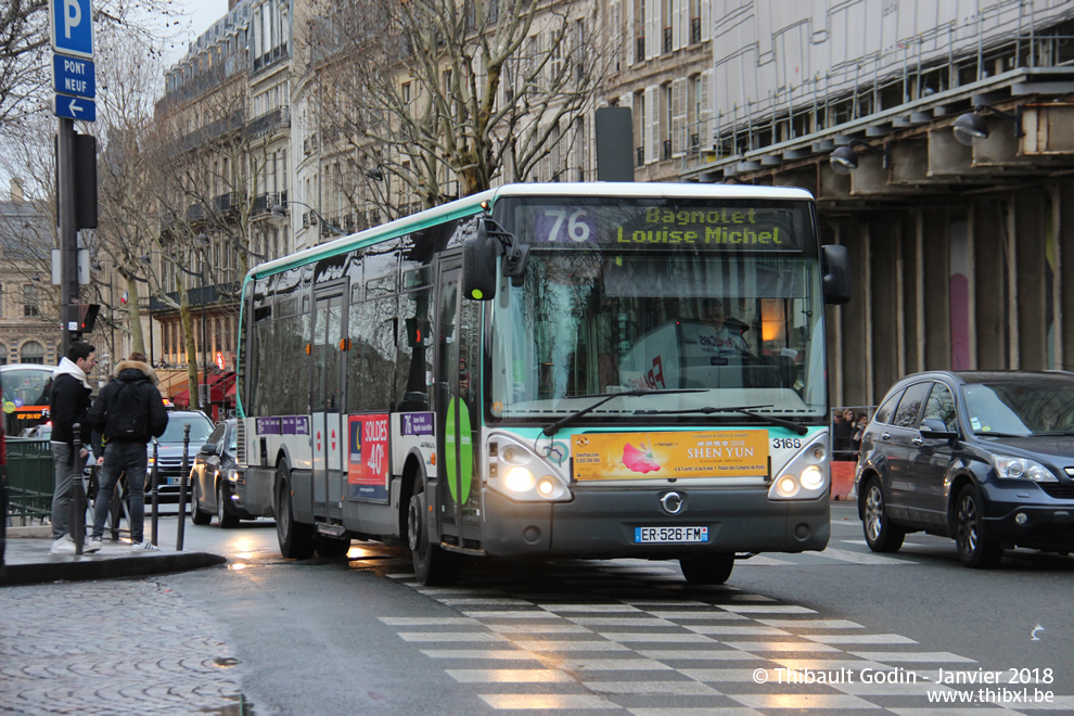 Bus 3168 (ER-526-FM) sur la ligne 76 (RATP) à Pont Neuf (Paris)