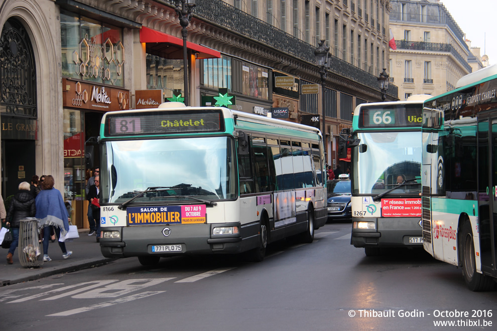 Bus 8166 (771 PLQ 75) sur la ligne 81 (RATP) à Opéra (Paris)