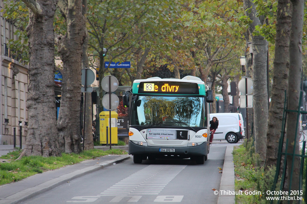 Bus 9357 (244 QYQ 75) sur la ligne 83 (RATP) à Port-Royal (Paris)