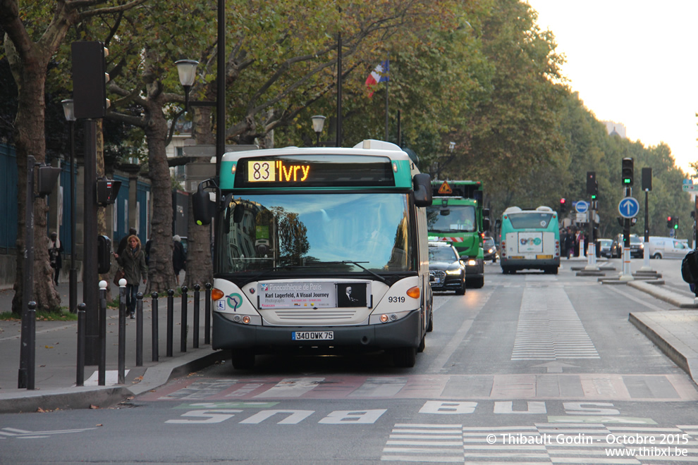Bus 9319 (340 QWK 75) sur la ligne 83 (RATP) à Port-Royal (Paris)