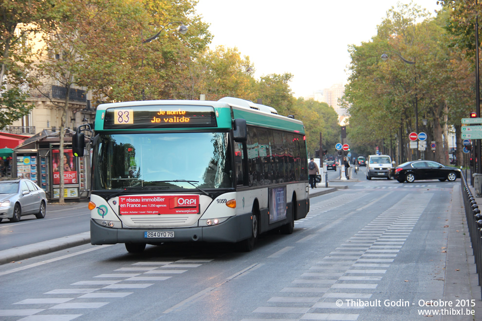 Bus 9359 (264 QYQ 75) sur la ligne 83 (RATP) à Port-Royal (Paris)