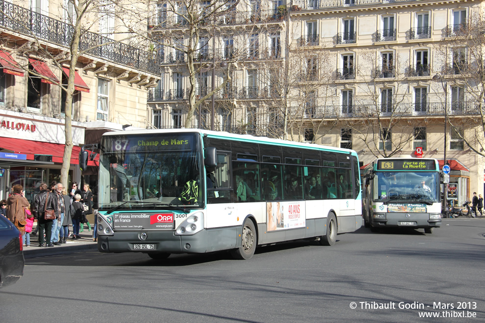 Bus 3001 (326 QSL 75) sur la ligne 87 (RATP) à Luxembourg (Paris)