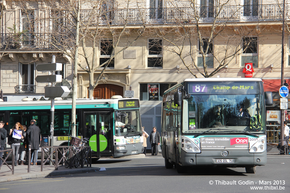 Bus 3001 (326 QSL 75) sur la ligne 87 (RATP) à Luxembourg (Paris)