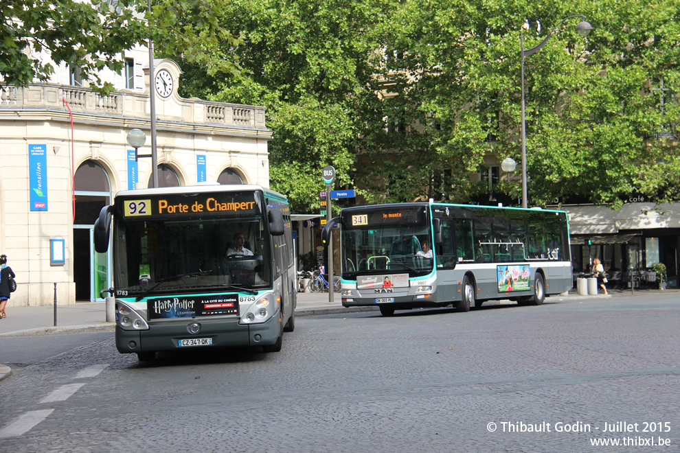 Bus 8783 (CZ-347-QK) sur la ligne 92 (RATP) à Pereire (Paris)