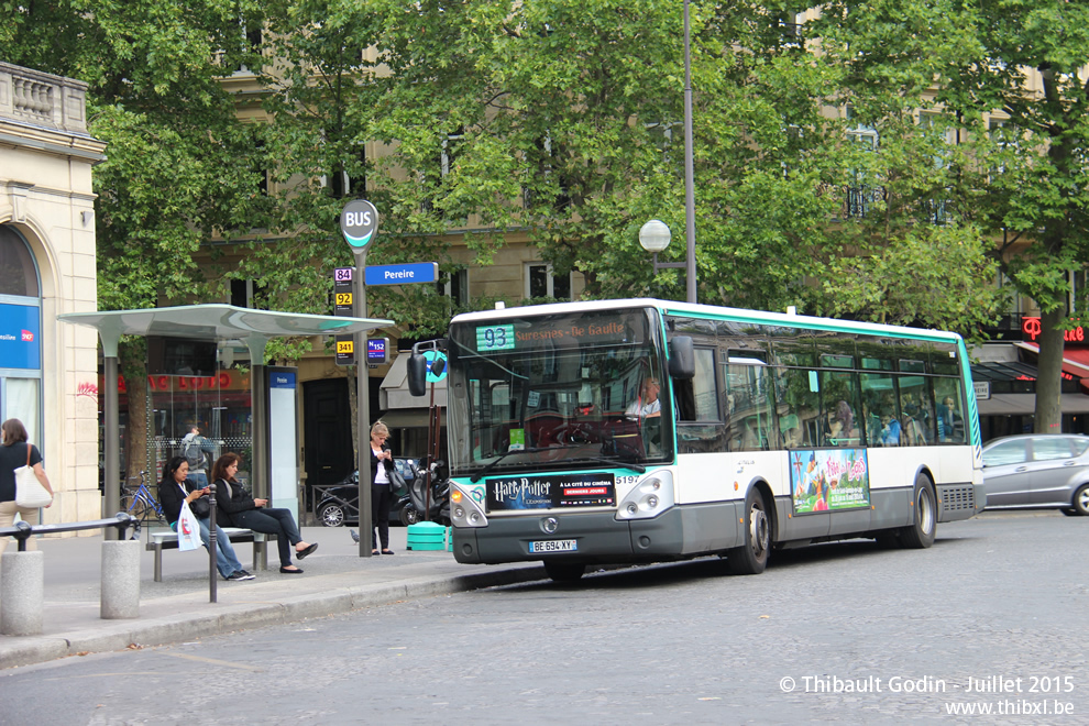 Bus 5197 (BE-694-XY) sur la ligne 93 (RATP) à Pereire (Paris)