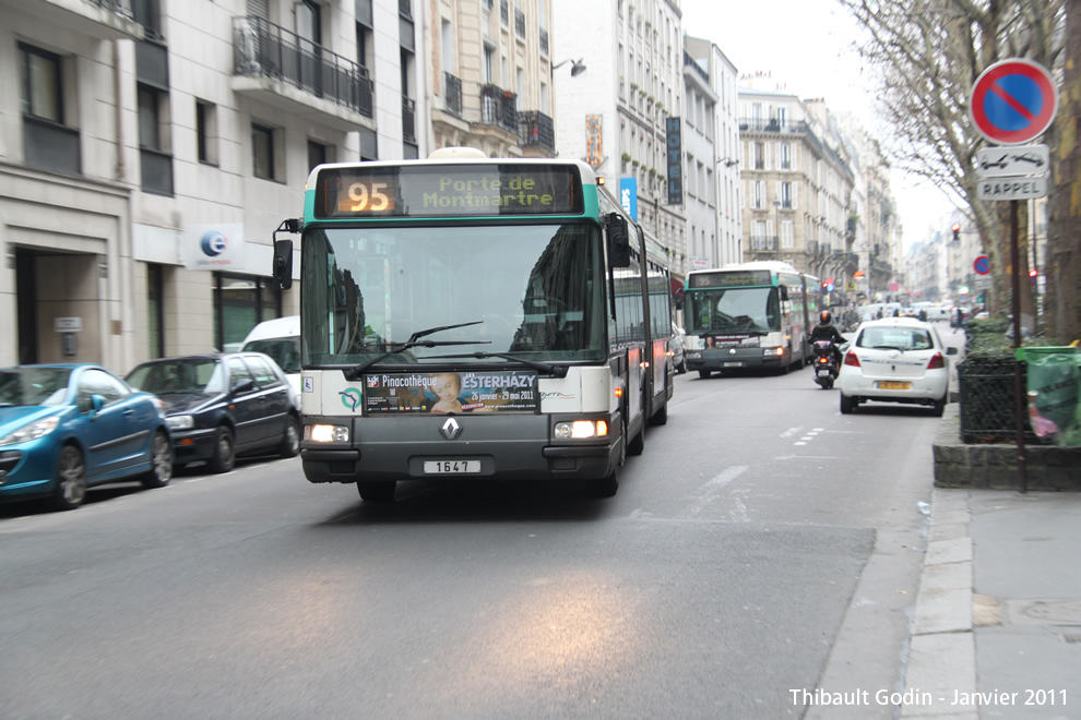 Bus 1647 sur la ligne 95 (RATP) à Ordener (Paris)