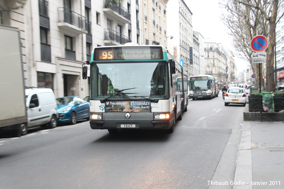 Bus 1647 sur la ligne 95 (RATP) à Ordener (Paris)