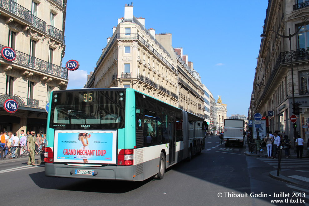 Bus 4756 (BP-655-NQ) sur la ligne 95 (RATP) à Auber (Paris)