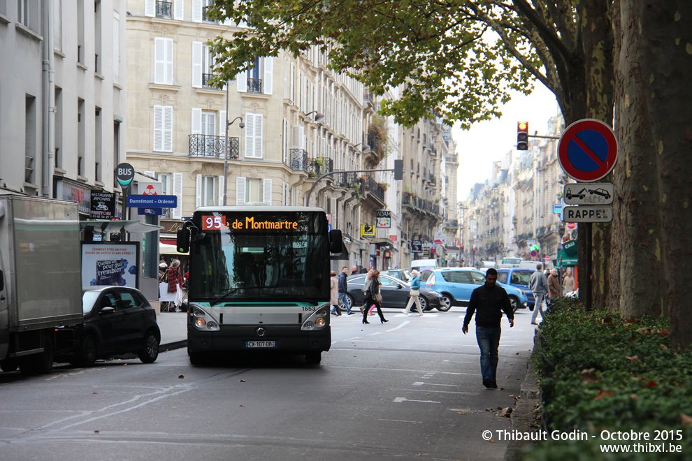 Bus 1653 (CX-107-DR) sur la ligne 95 (RATP) à Ordener (Paris)