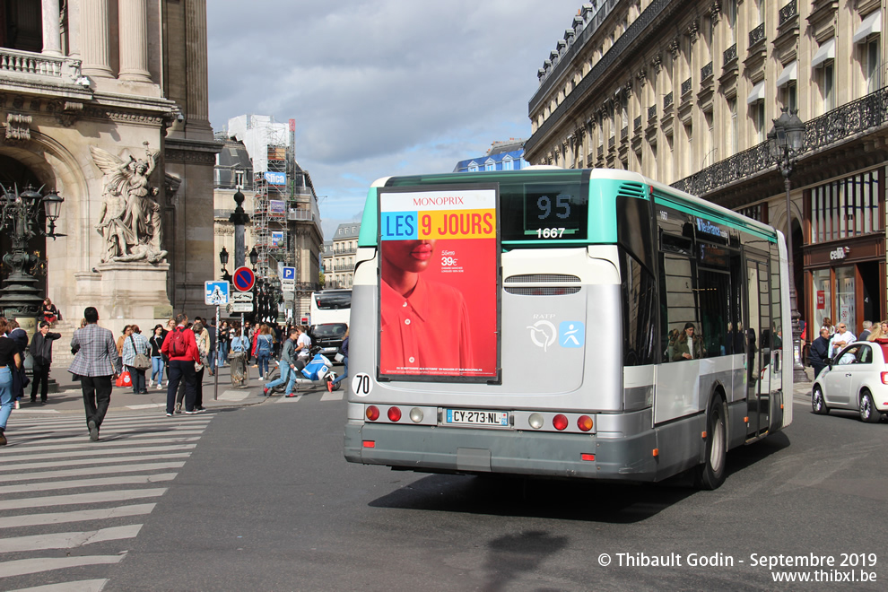 Bus 1667 (CY-273-NL) sur la ligne 95 (RATP) à Opéra (Paris)