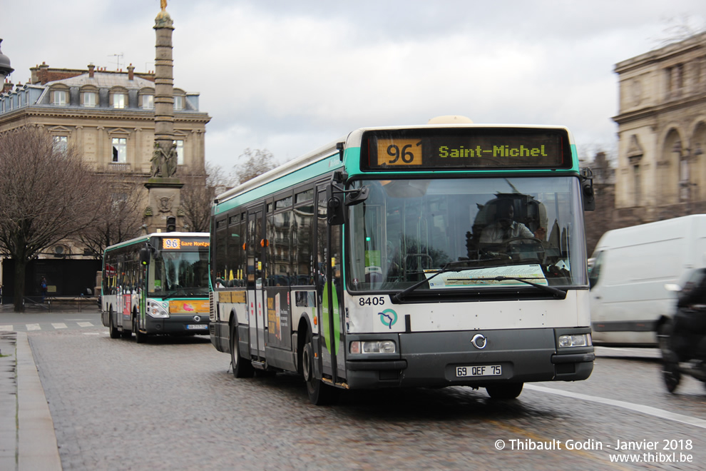 Bus 8405 (69 QEF 75) sur la ligne 96 (RATP) à Châtelet (Paris)