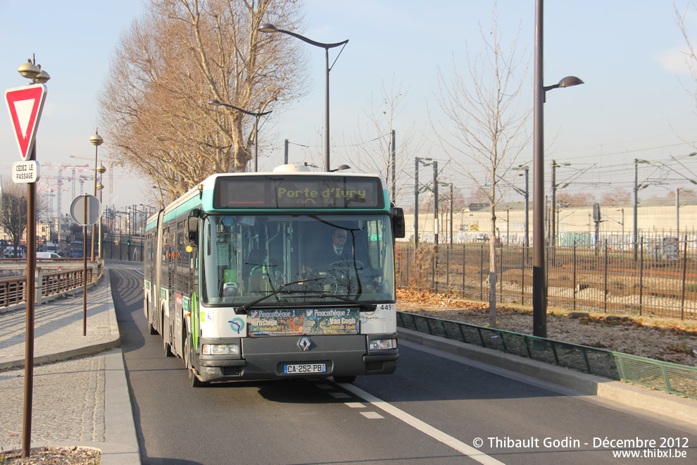 Bus 4491 (CA-252-PB) sur la ligne 98 (PC2 - RATP) à Porte de la Villette (Paris)