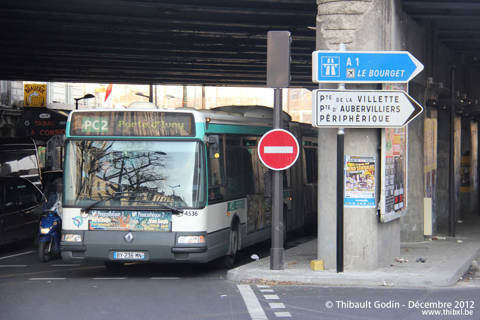 Bus 4536 (BY-236-MN) sur la ligne 98 (PC2 - RATP) à Porte de la Villette (Paris)