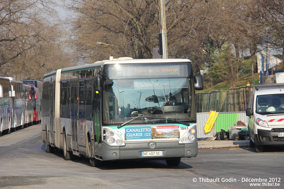 Bus 1861 (AE-407-SE) sur la ligne 98 (PC2 - RATP) à Porte de la Villette (Paris)