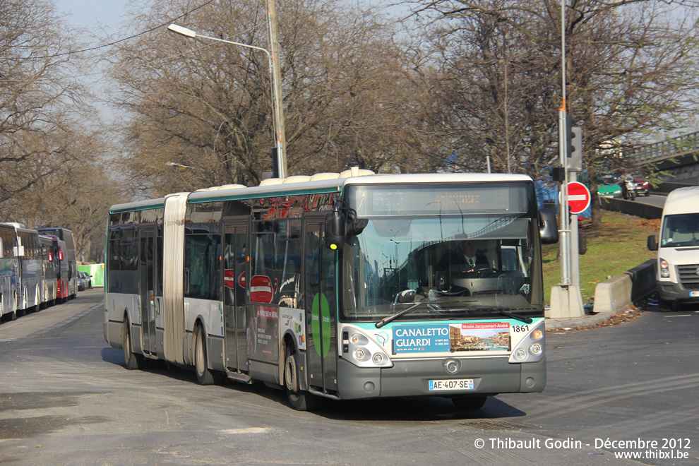 Bus 1861 (AE-407-SE) sur la ligne 98 (PC2 - RATP) à Porte de la Villette (Paris)