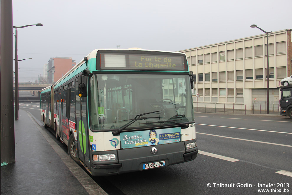 Bus 4502 (CA-287-PB) sur la ligne 99 (PC3 - RATP) à Porte de la Chapelle (Paris)