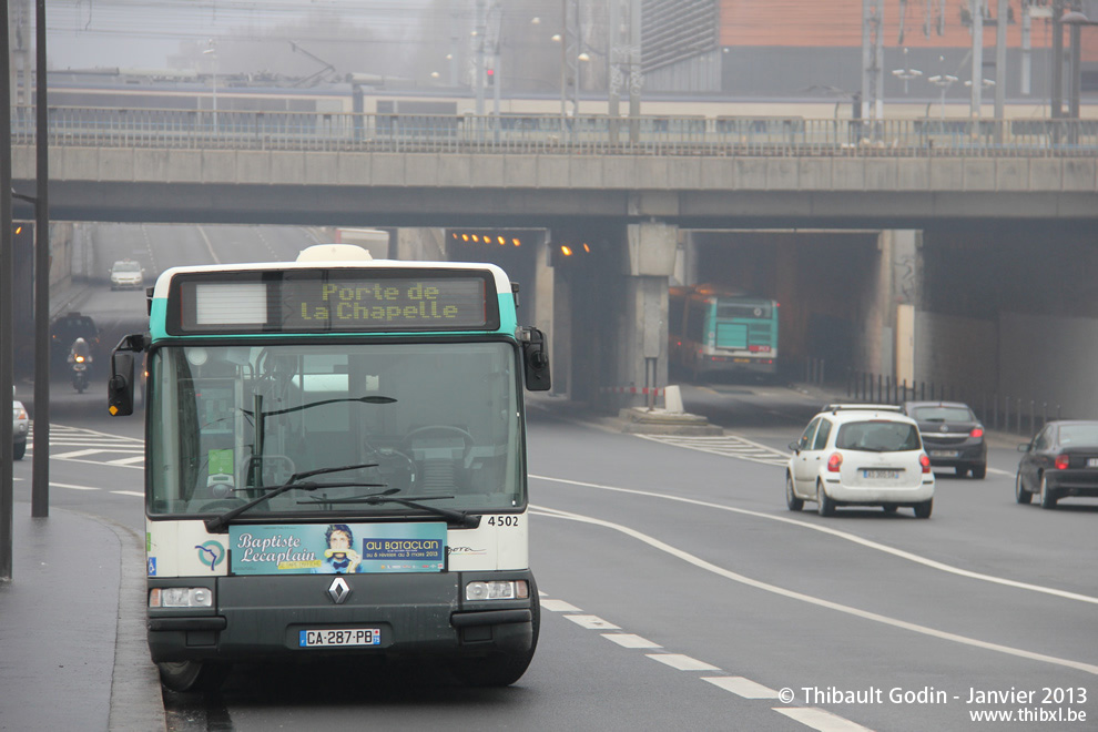 Bus 4502 (CA-287-PB) sur la ligne 99 (PC3 - RATP) à Porte de la Chapelle (Paris)