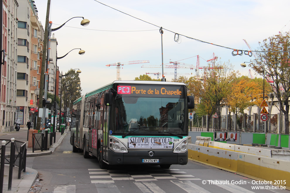 Bus 1674 (CY-274-WY) sur la ligne 99 (PC3 - RATP) à Porte Pouchet (Paris)