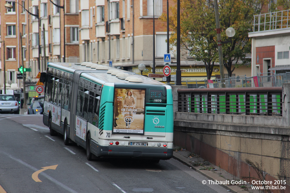 Bus 1870 (AF-274-AN) sur la ligne 99 (PC3 - RATP) à Porte de Saint-Ouen (Paris)