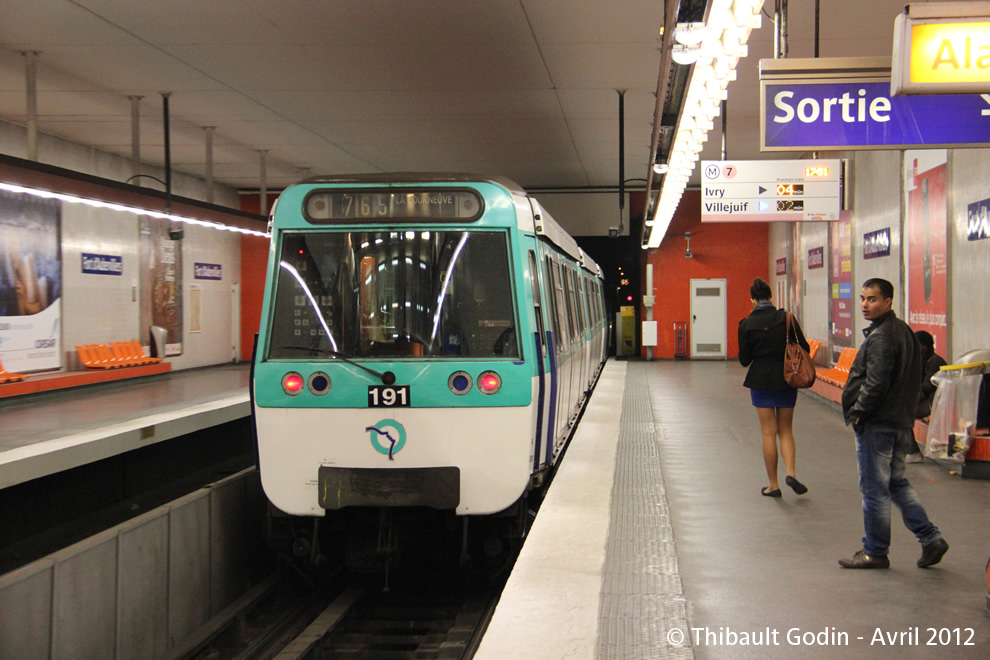 Métro 191 sur la ligne 7 (RATP) à Aubervilliers