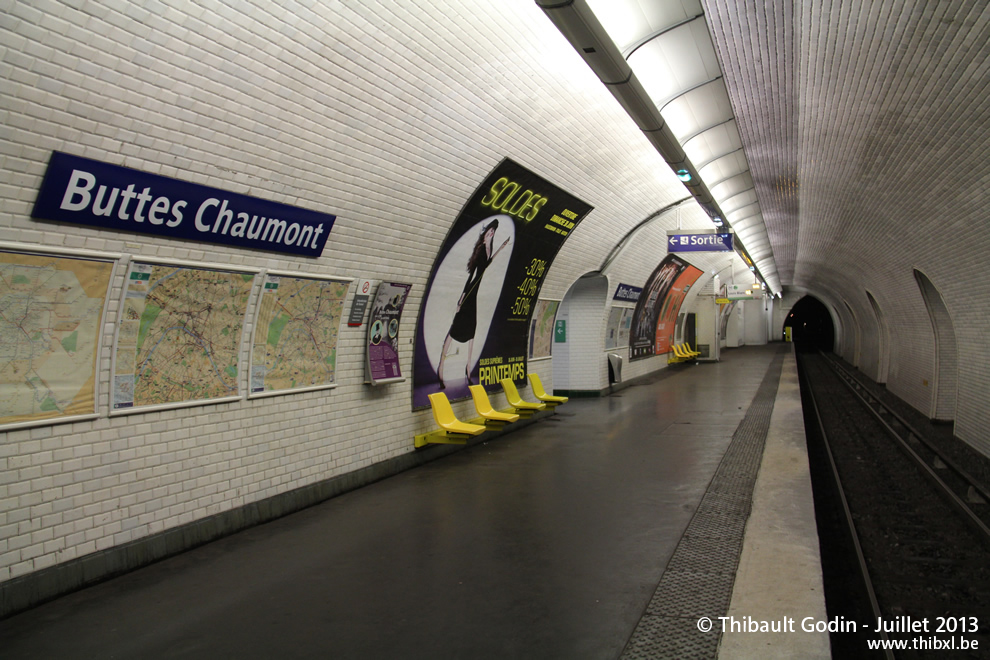 Station Buttes Chaumont sur la ligne 7 bis (RATP) à Paris