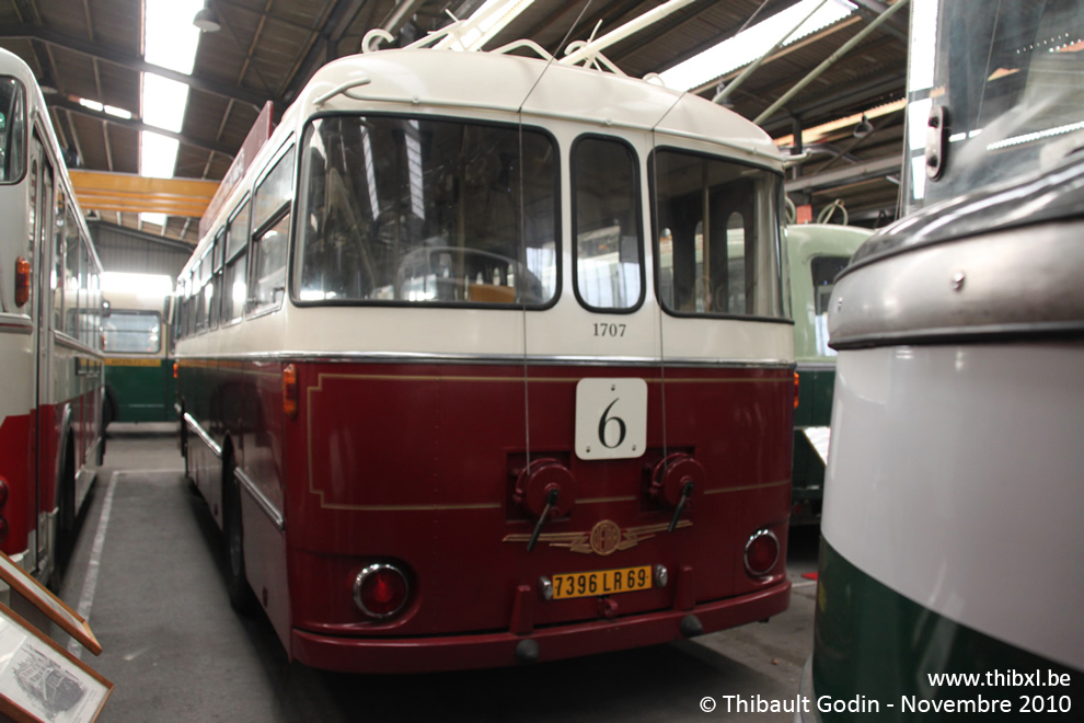 Trolleybus 1707 au Musée des transports urbains, interurbains et ruraux (AMTUIR) à Chelles