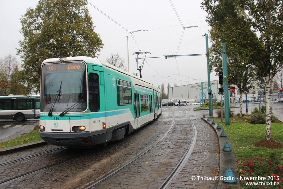 Tram 119 sur la ligne T1 (RATP) à Noisy-le-Sec