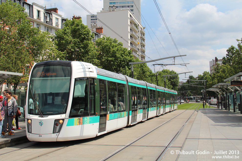 Tram 314 sur la ligne T3a (RATP) à Porte d'Italie (Paris)