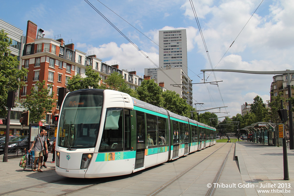 Tram 314 sur la ligne T3a (RATP) à Porte d'Italie (Paris)