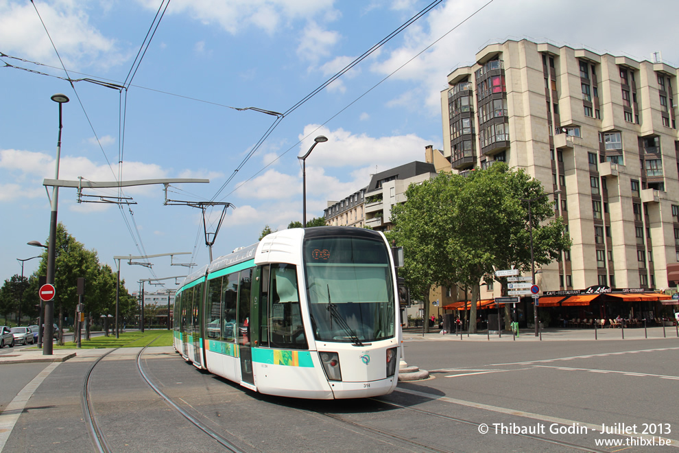 Tram 314 sur la ligne T3a (RATP) à Porte d'Italie (Paris)